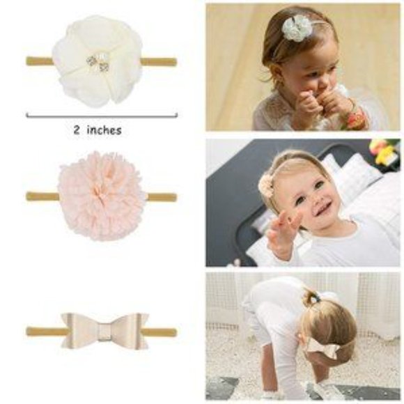 Baby Girl Headbands Fabric Linen Bows Flowers,10 Pack Hair Accessories - Picture 8 of 8